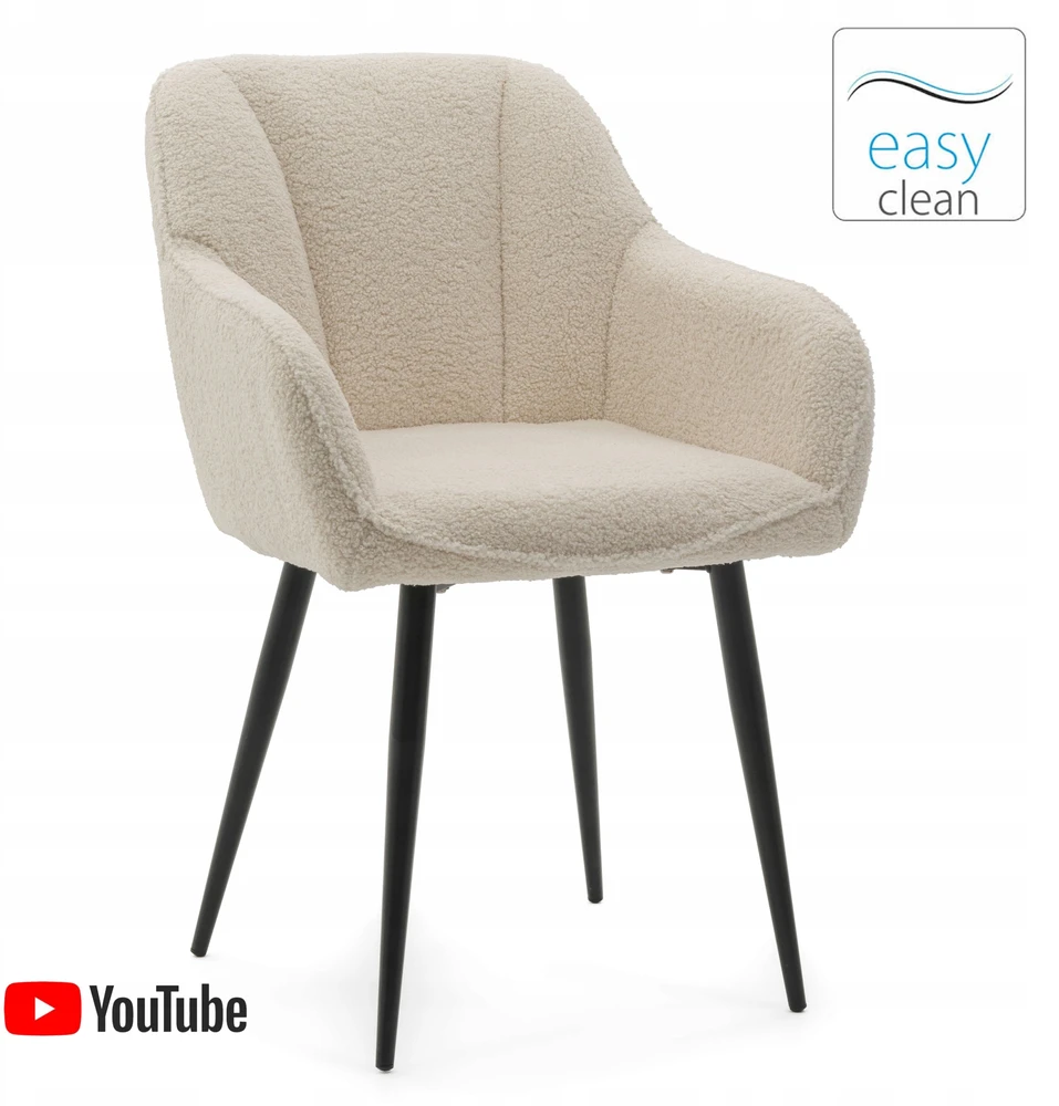 New Home BOUCLE TEDDY dygsniuota minkšta kėdė ECRU LAGO DINING SVETAINEI