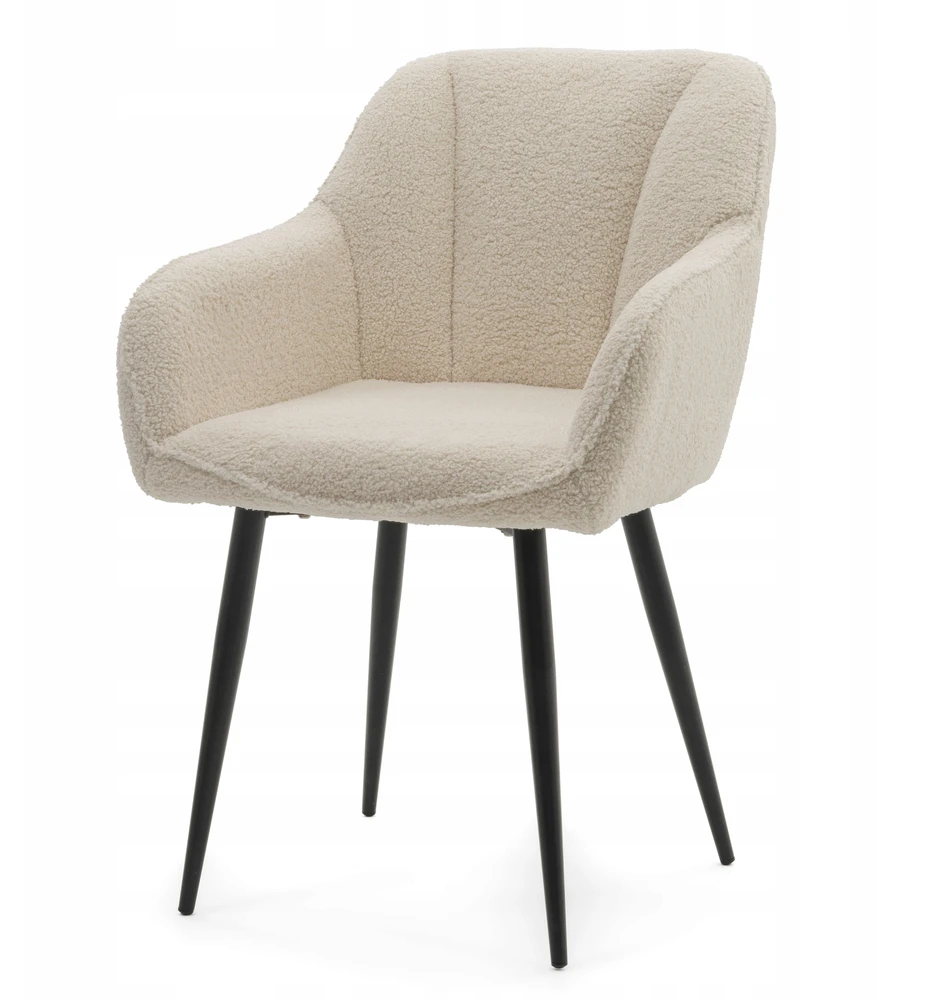 New Home BOUCLE TEDDY dygsniuota minkšta kėdė ECRU LAGO DINING SVETAINEI