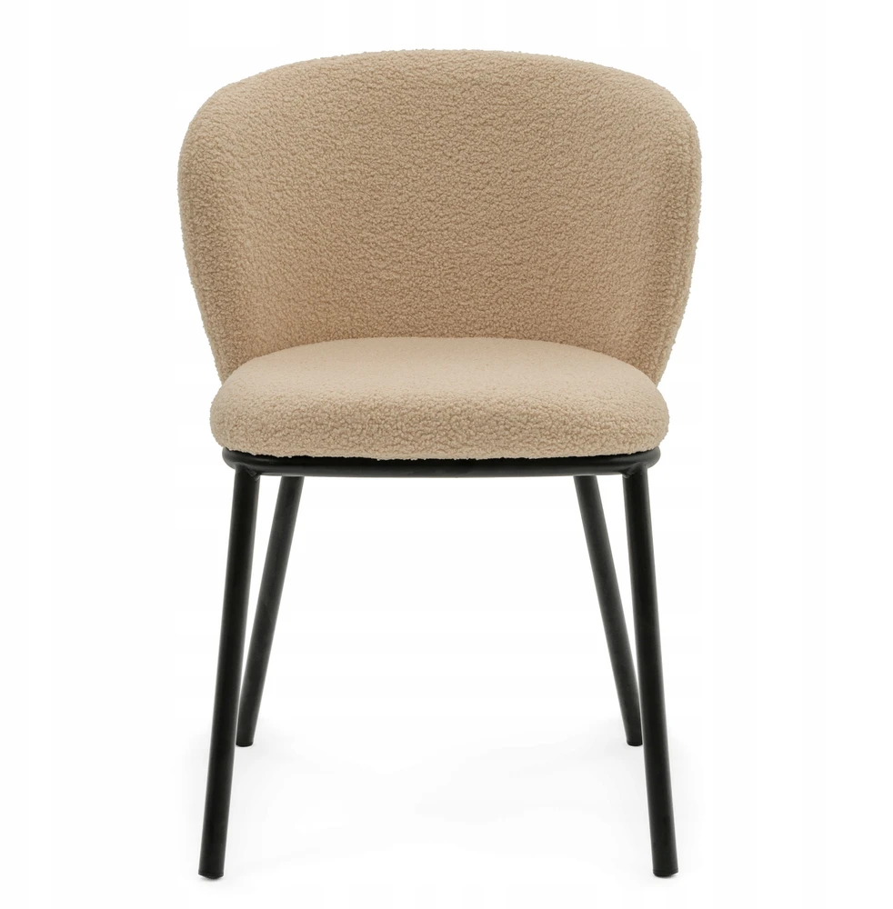 New Home MINKŠTA KĖDĖ SVETAINEI GLAMOUR AUDINIO BOUCLE TEDDY BEIGE BARI
