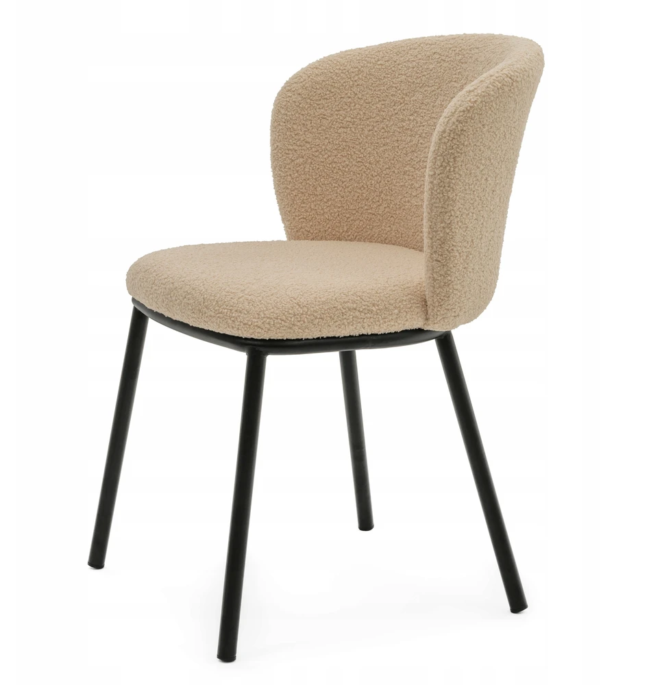 New Home MINKŠTA KĖDĖ SVETAINEI GLAMOUR AUDINIO BOUCLE TEDDY BEIGE BARI