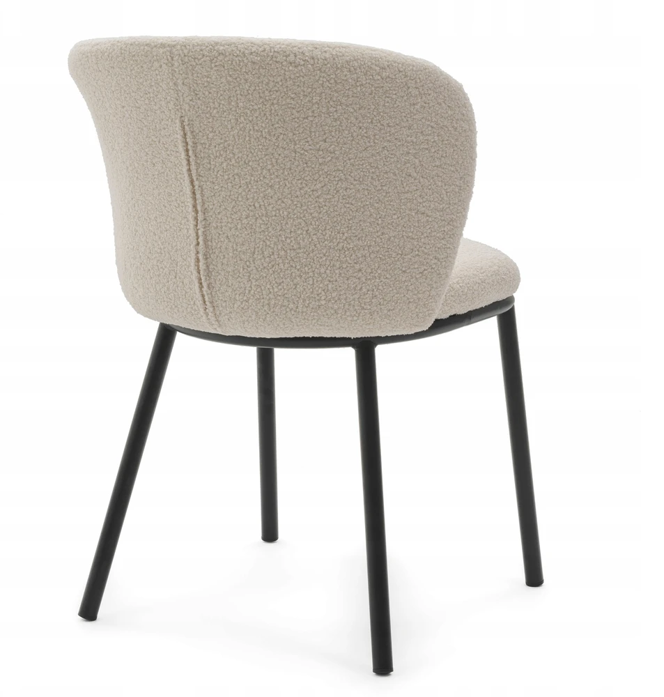 New Home MINKŠTA KĖDĖ SVETAINEI GLAMOUR AUDINIO BOUCLE TEDDY BEIGE ECRU BARI