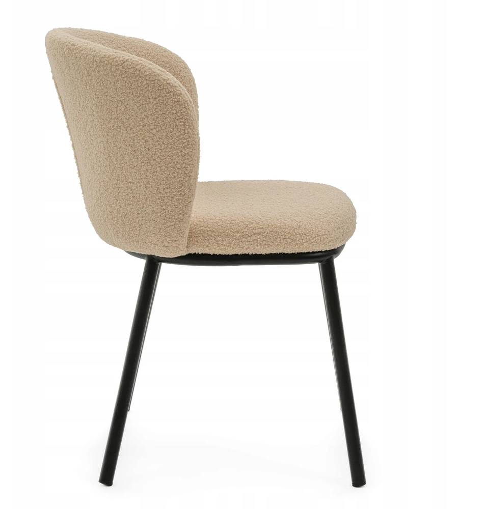 New Home MINKŠTA KĖDĖ SVETAINEI GLAMOUR AUDINIO BOUCLE TEDDY BEIGE BARI