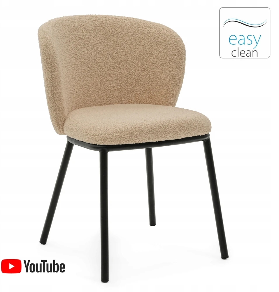 New Home MINKŠTA KĖDĖ SVETAINEI GLAMOUR AUDINIO BOUCLE TEDDY BEIGE BARI