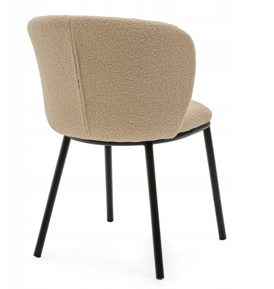 New Home MINKŠTA KĖDĖ SVETAINEI GLAMOUR AUDINIO BOUCLE TEDDY BEIGE BARI