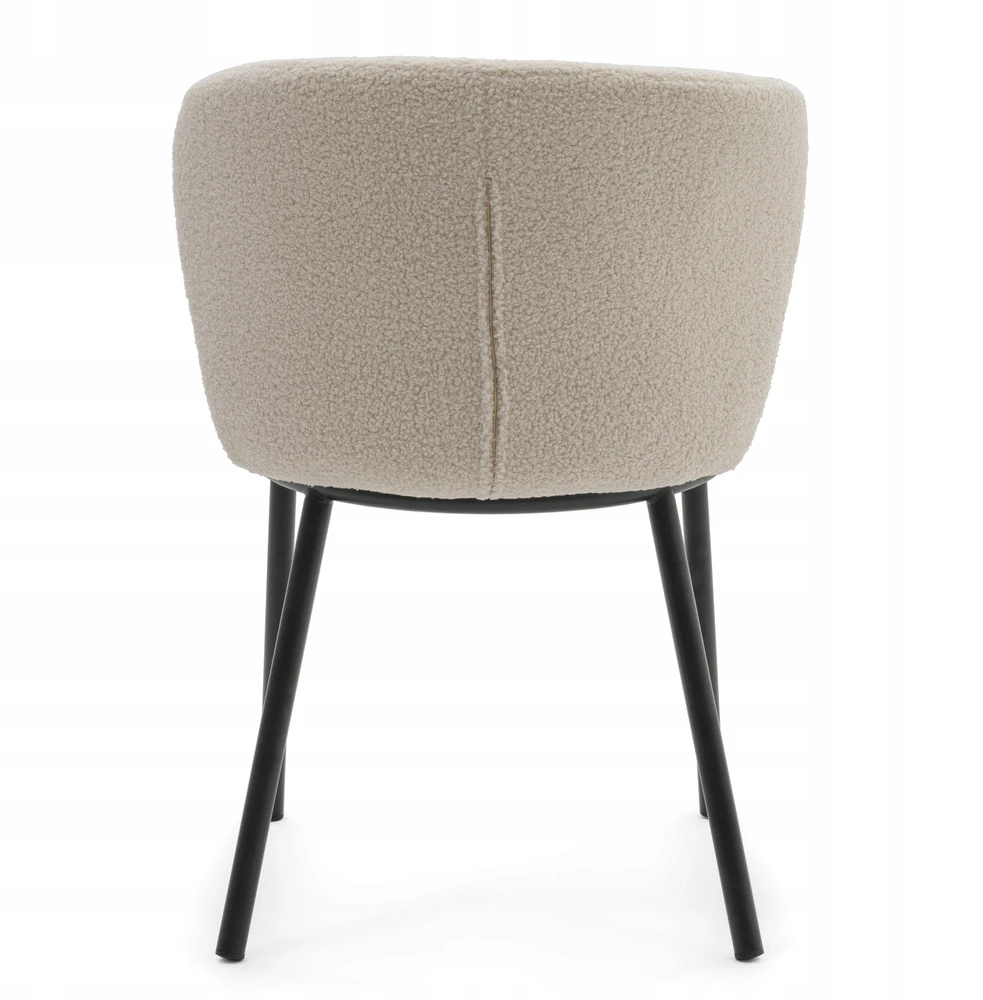 New Home MINKŠTA KĖDĖ SVETAINEI GLAMOUR AUDINIO BOUCLE TEDDY BEIGE ECRU BARI
