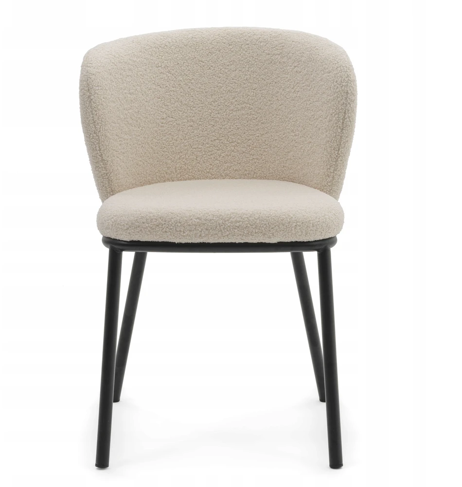 New Home MINKŠTA KĖDĖ SVETAINEI GLAMOUR AUDINIO BOUCLE TEDDY BEIGE ECRU BARI
