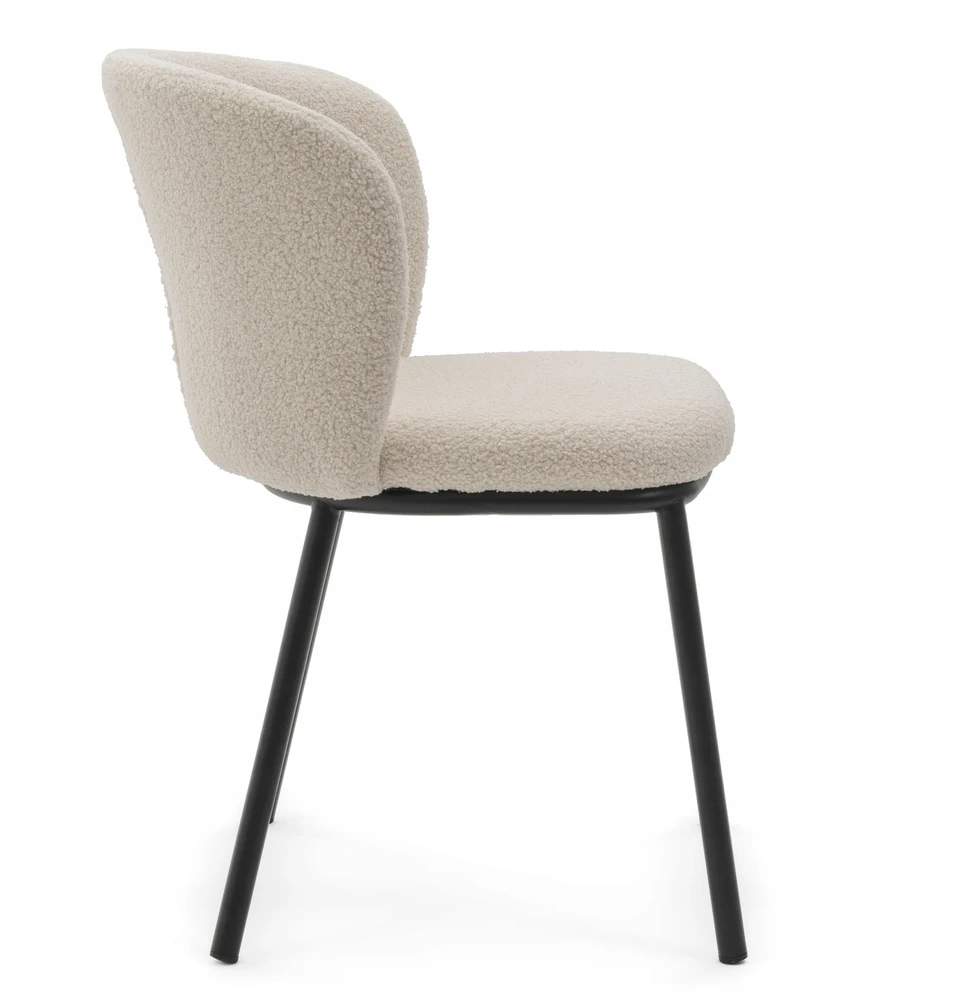 New Home MINKŠTA KĖDĖ SVETAINEI GLAMOUR AUDINIO BOUCLE TEDDY BEIGE ECRU BARI