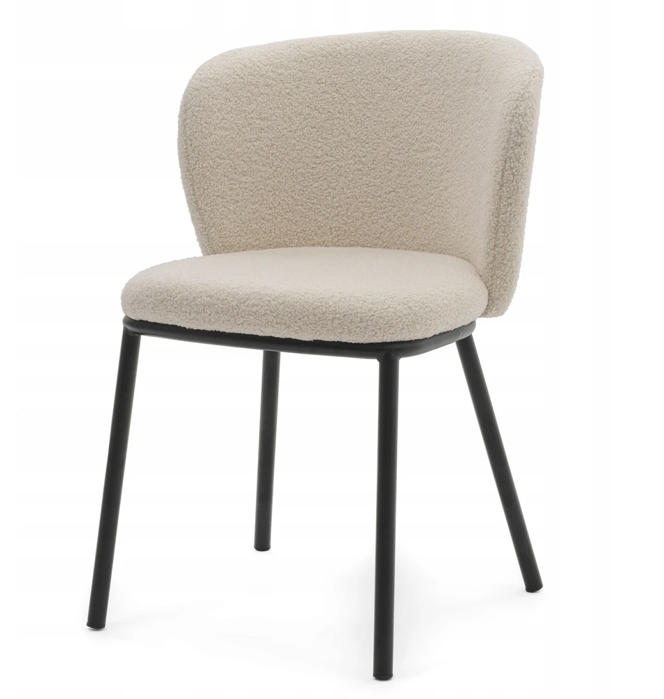 New Home MINKŠTA KĖDĖ SVETAINEI GLAMOUR AUDINIO BOUCLE TEDDY BEIGE ECRU BARI