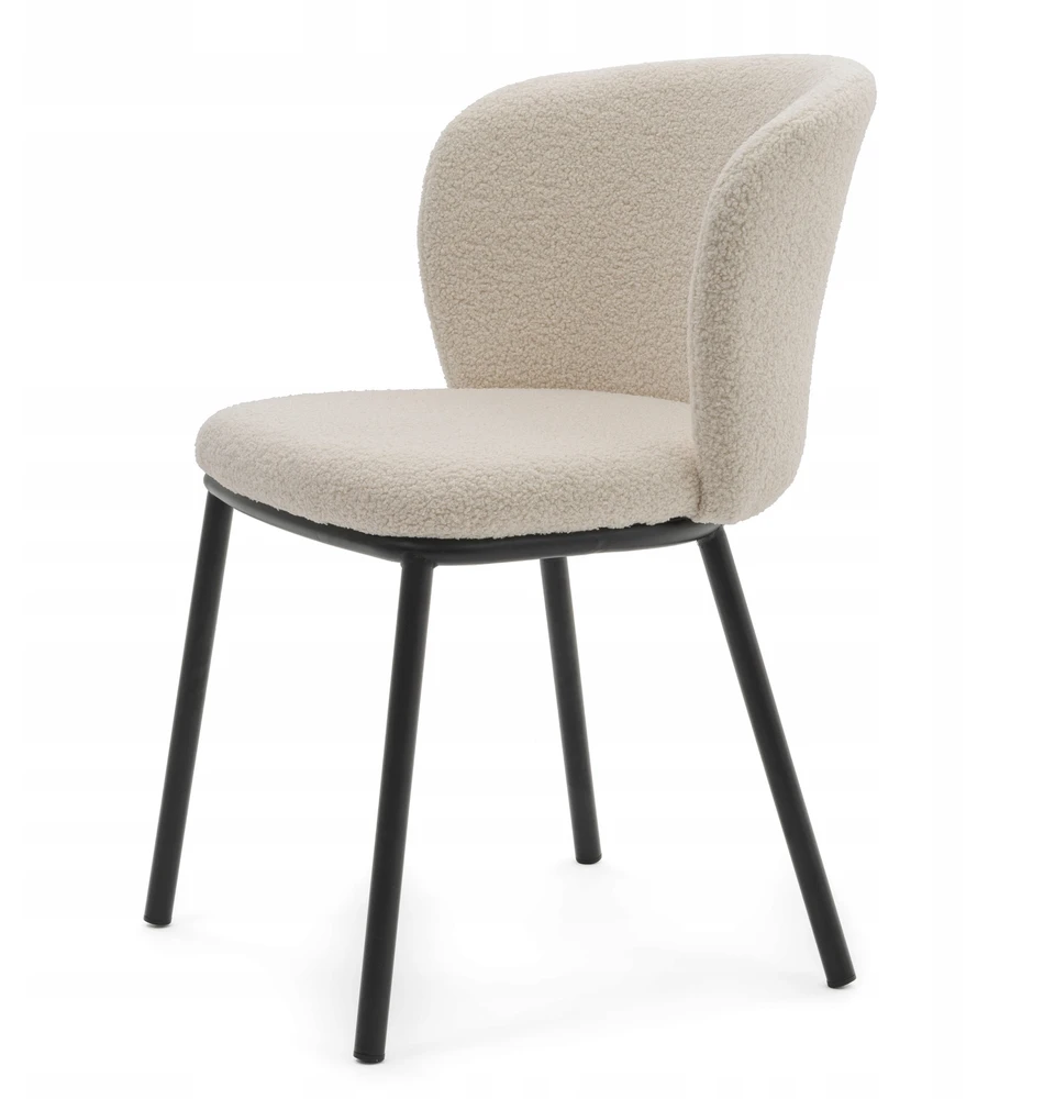 New Home MINKŠTA KĖDĖ SVETAINEI GLAMOUR AUDINIO BOUCLE TEDDY BEIGE ECRU BARI