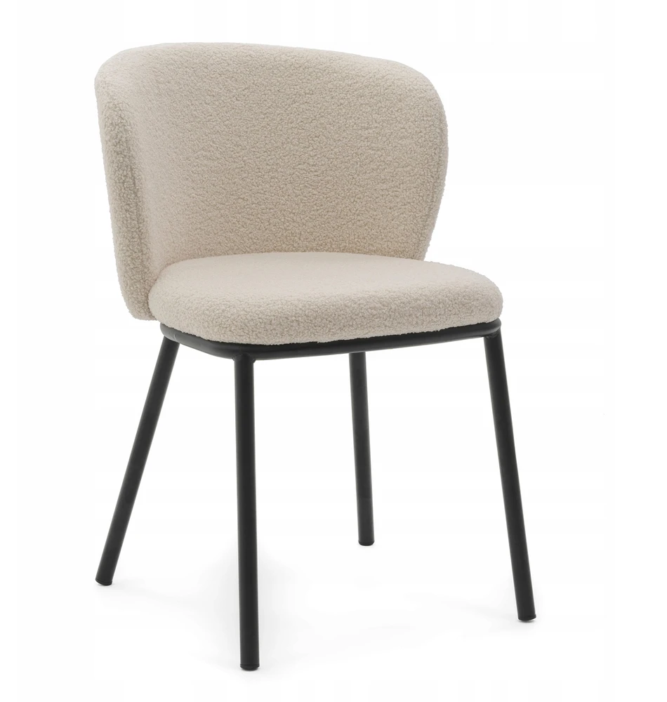 New Home MINKŠTA KĖDĖ SVETAINEI GLAMOUR AUDINIO BOUCLE TEDDY BEIGE ECRU BARI