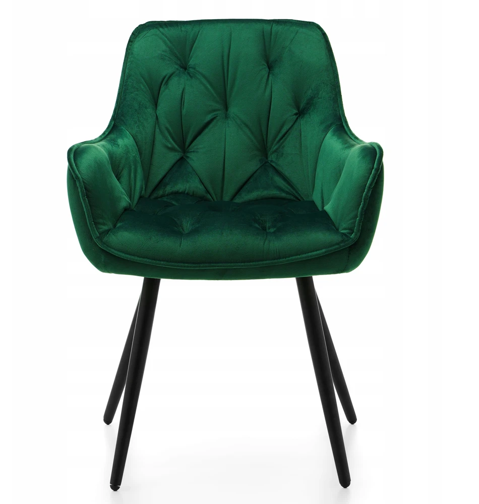 New Home Minkšta Dygsniuota Kėdė Svetainei Valgomajam VELVET Žalias SIENA
