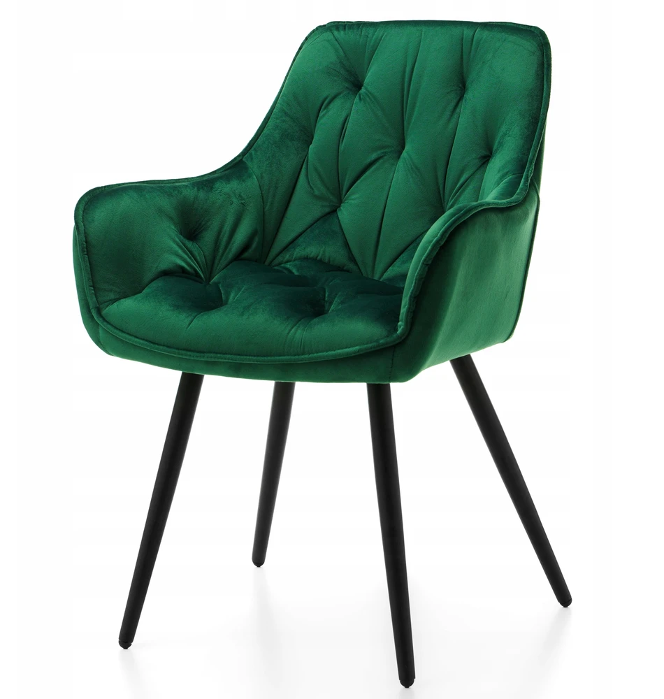 New Home Minkšta Dygsniuota Kėdė Svetainei Valgomajam VELVET Žalias SIENA