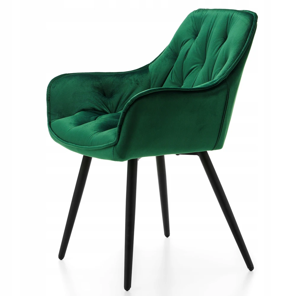 New Home Minkšta Dygsniuota Kėdė Svetainei Valgomajam VELVET Žalias SIENA