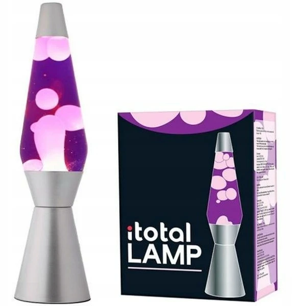 NEW iTotal - Lava Lamp 36 cm - Sidabrinis Base, Violetinė Liquid and Baltas Wax (XL1766)