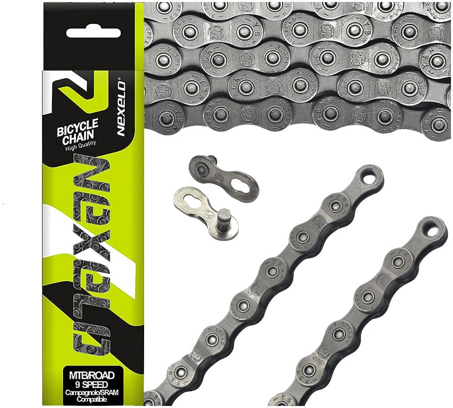 Nexelo 9 eilių dviračio grandinėlė, 116 grandžių, skirta MTB dviračiui, kaiščio ilgis: 8,6 mm