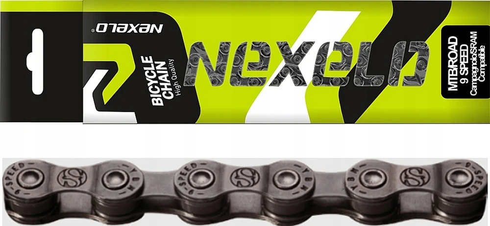 Nexelo 9 eilių dviračio grandinėlė, 116 grandžių, skirta MTB dviračiui, kaiščio ilgis: 8,6 mm