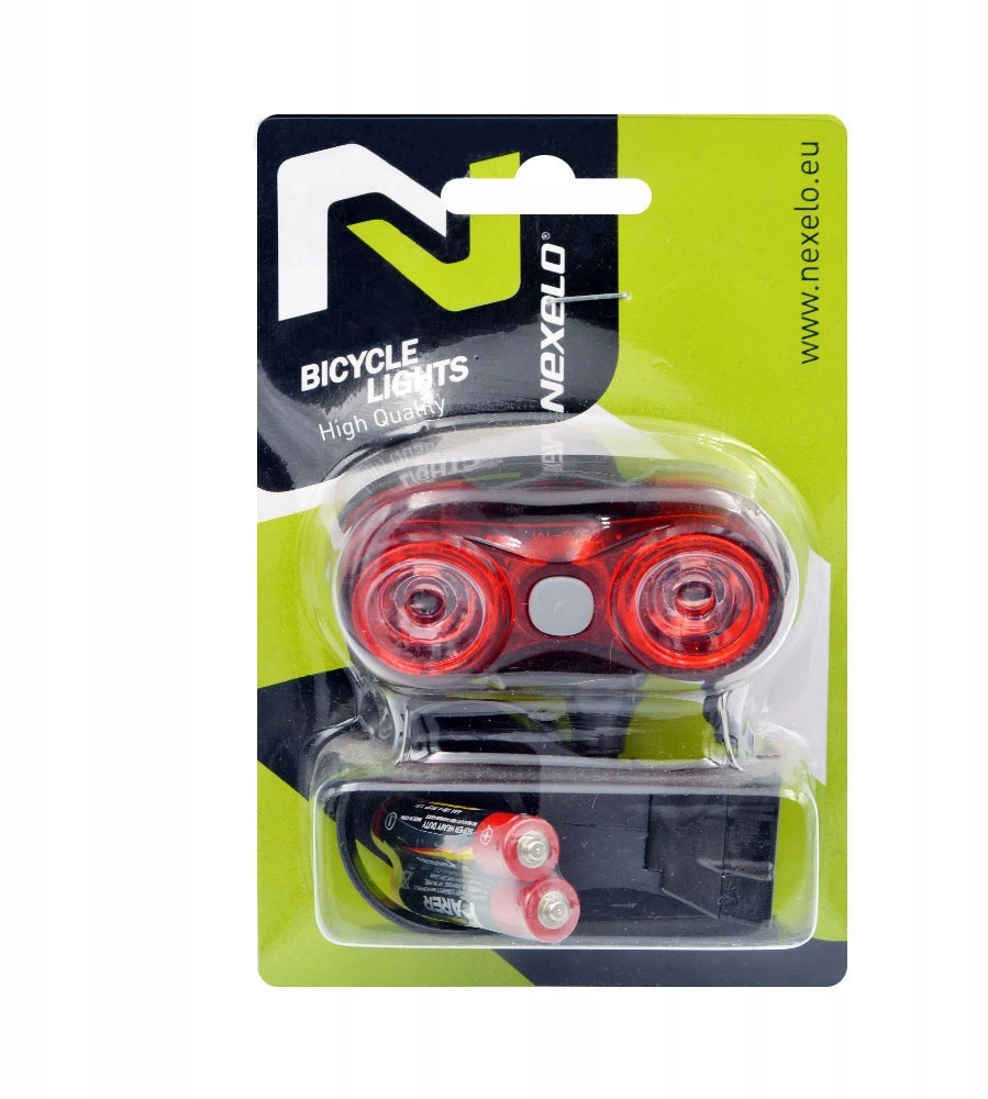 Nexelo Dviračio galinis žibintas 2LED 0,5W vandeniui atsparus galinis dviračio žibintas + baterijos