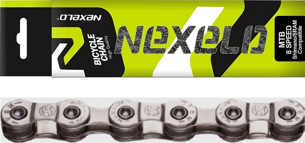 Nexelo Dviračio grandinėlė 8 eilių 116 grandžių sidabrinė dviračio spyna nauja MTB
