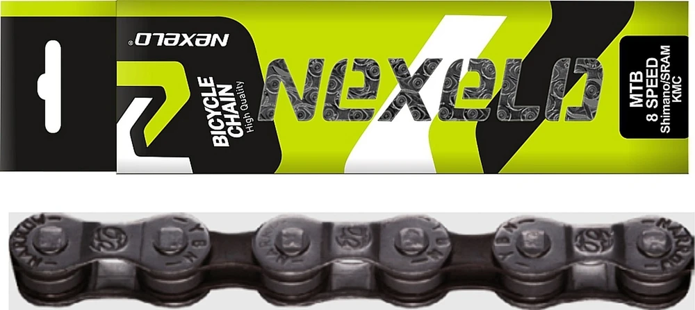 Nexelo Dviračio grandinėlė 8 eilių 116 grandžių pilka dviračio spyna nauja MTB