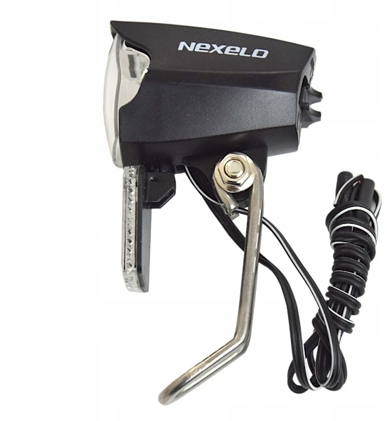 Nexelo LEMPAS DVIRAČIO LEMPAS PRIEKINĖ DYNAMO LED GENERATOR 30 LUX DUSK SENSOR