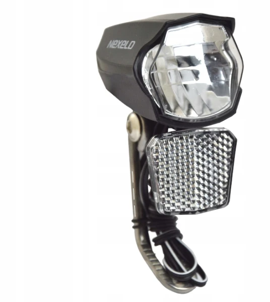 Nexelo LEMPAS DVIRAČIO LEMPAS PRIEKINĖ DYNAMO LED GENERATOR 30 LUX DUSK SENSOR