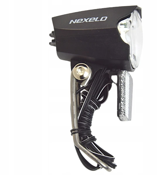 Nexelo LEMPAS DVIRAČIO LEMPAS PRIEKINĖ DYNAMO LED GENERATOR 30 LUX DUSK SENSOR