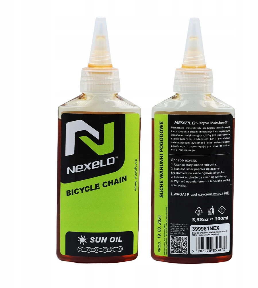 Nexelo SUN OIL dviračio grandinės alyva 100 ml grandinės tepimui