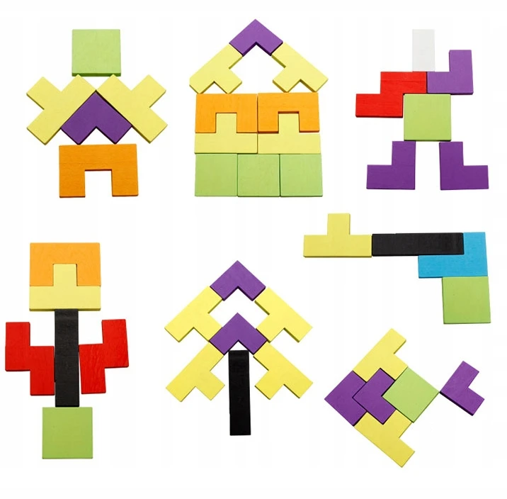 Nicekids Dėlionė Mediniai blokai Montesori Tetris Dėlionė