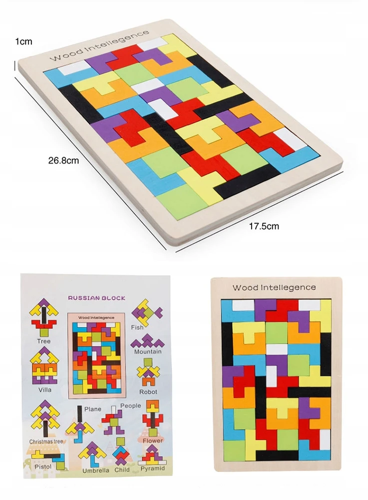 Nicekids Dėlionė Mediniai blokai Montesori Tetris Dėlionė