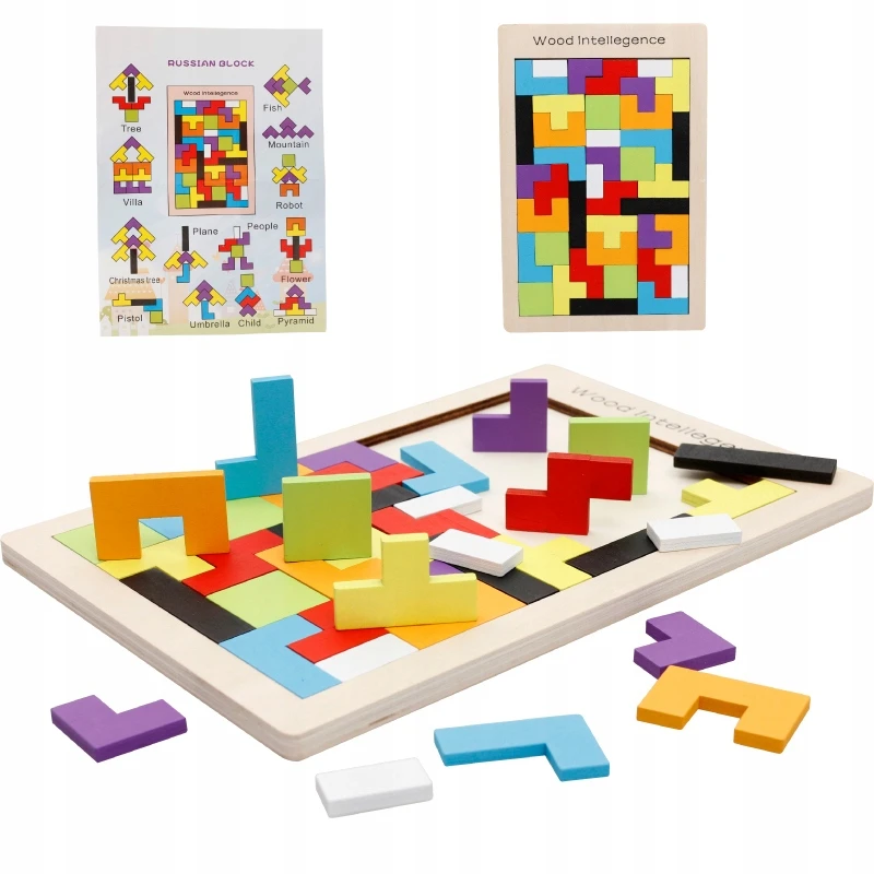 Nicekids Dėlionė Mediniai blokai Montesori Tetris Dėlionė