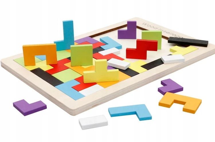 Nicekids Dėlionė Mediniai blokai Montesori Tetris Dėlionė