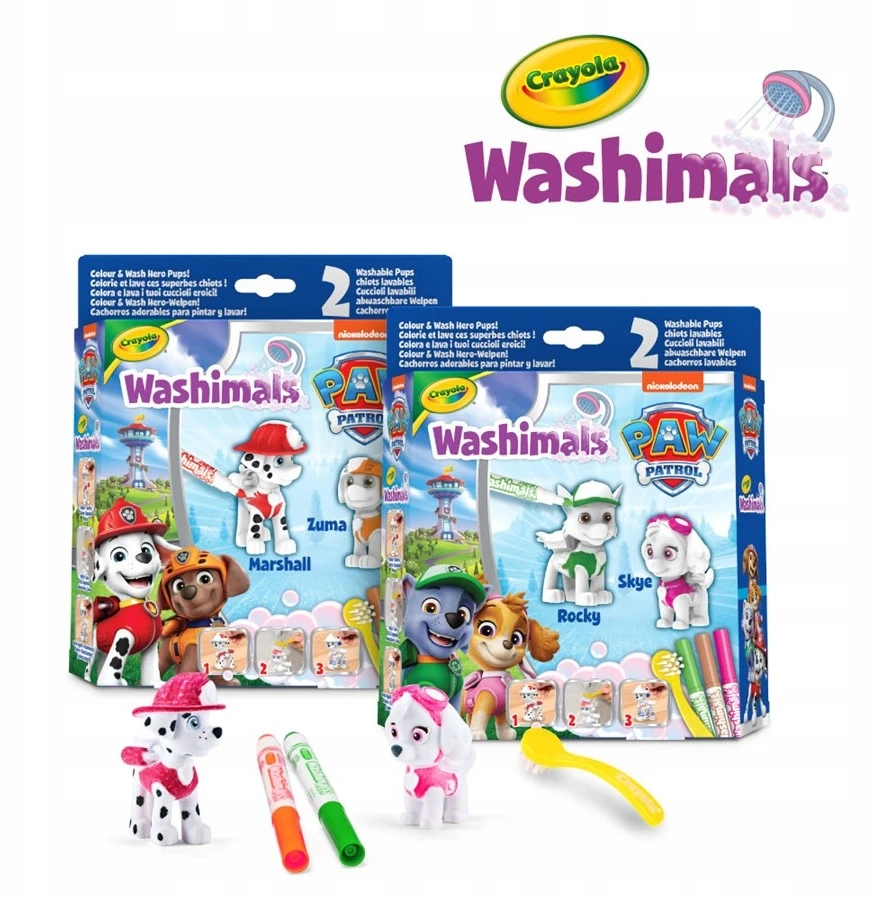 Crayola, Inc. Nickelodeon Kūrybinis rinkinys Crayola Washimals Šunyčiai Patruliai (Paw Patrol) 74-0287, 6 d.