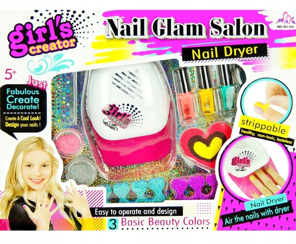 Nicola Toys Nagų dažymo rinkinys, nagų džiovintuvas, manikiūro rinkinys 3058