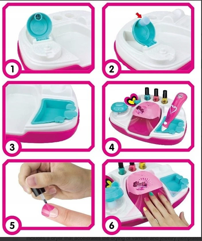 Nicola Toys Nagų dažymo rinkinys, nagų džiovintuvas, manikiūro rinkinys 2532