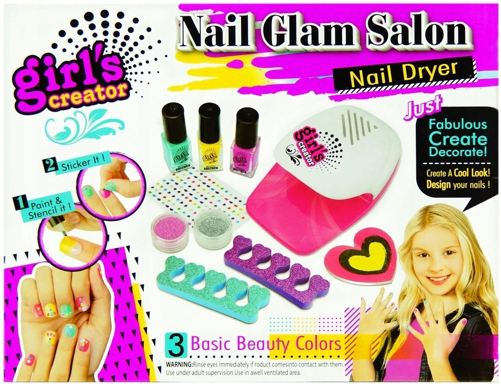 Nicola Toys Nagų dažymo rinkinys, nagų džiovintuvas, manikiūro rinkinys 3058