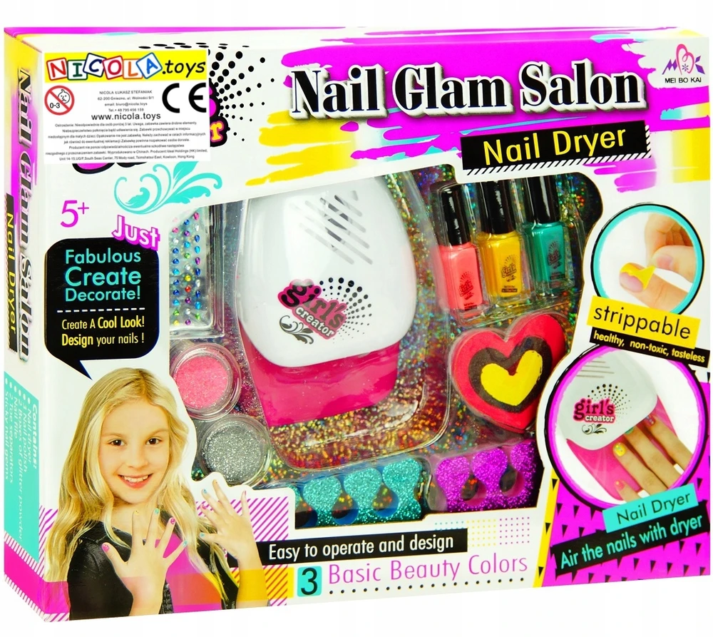 Nicola Toys Nagų dažymo rinkinys, nagų džiovintuvas, manikiūro rinkinys 3058