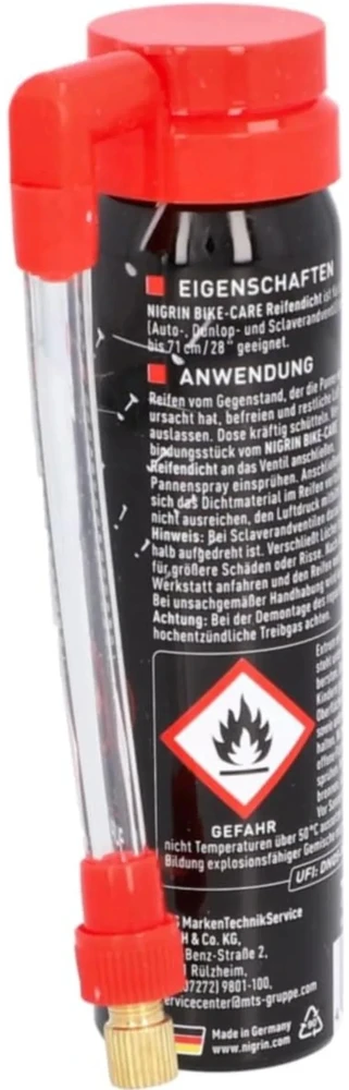 NIGRIN sandariklis dviračių padangoms ir kameroms, 75 ml remonto purškiklis GERMAN