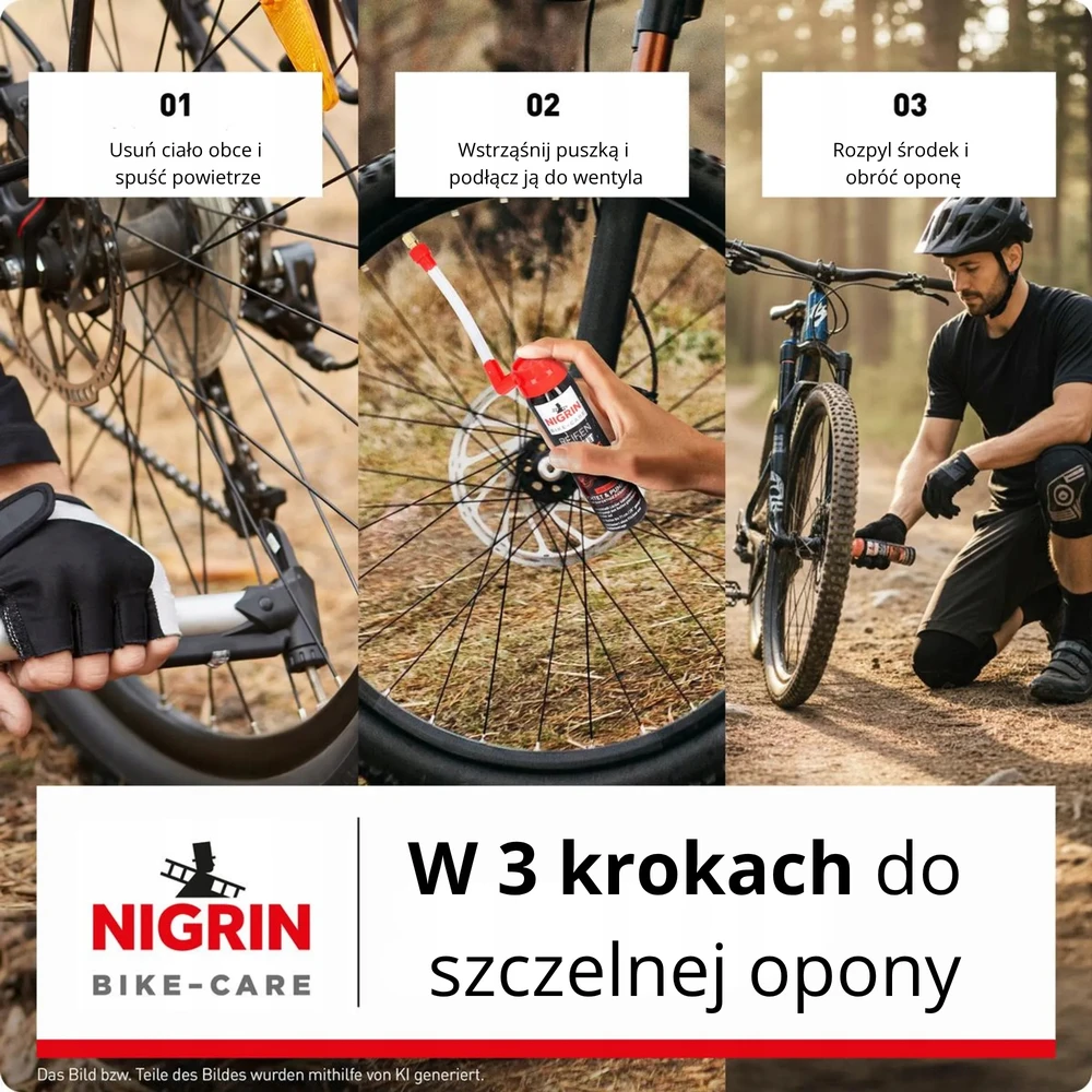 NIGRIN sandariklis dviračių padangoms ir kameroms, 75 ml remonto purškiklis GERMAN