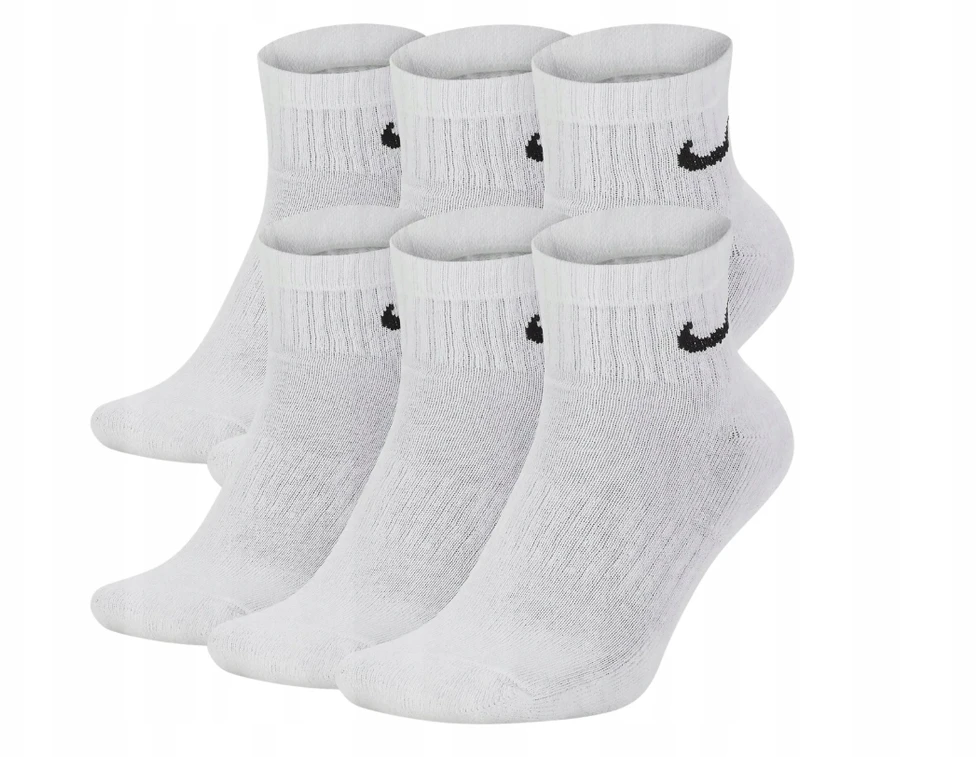 NIKE EVER DAY UNISEX KOJINĖS 42-46 DYDŽIO BALTOS 6 POROS