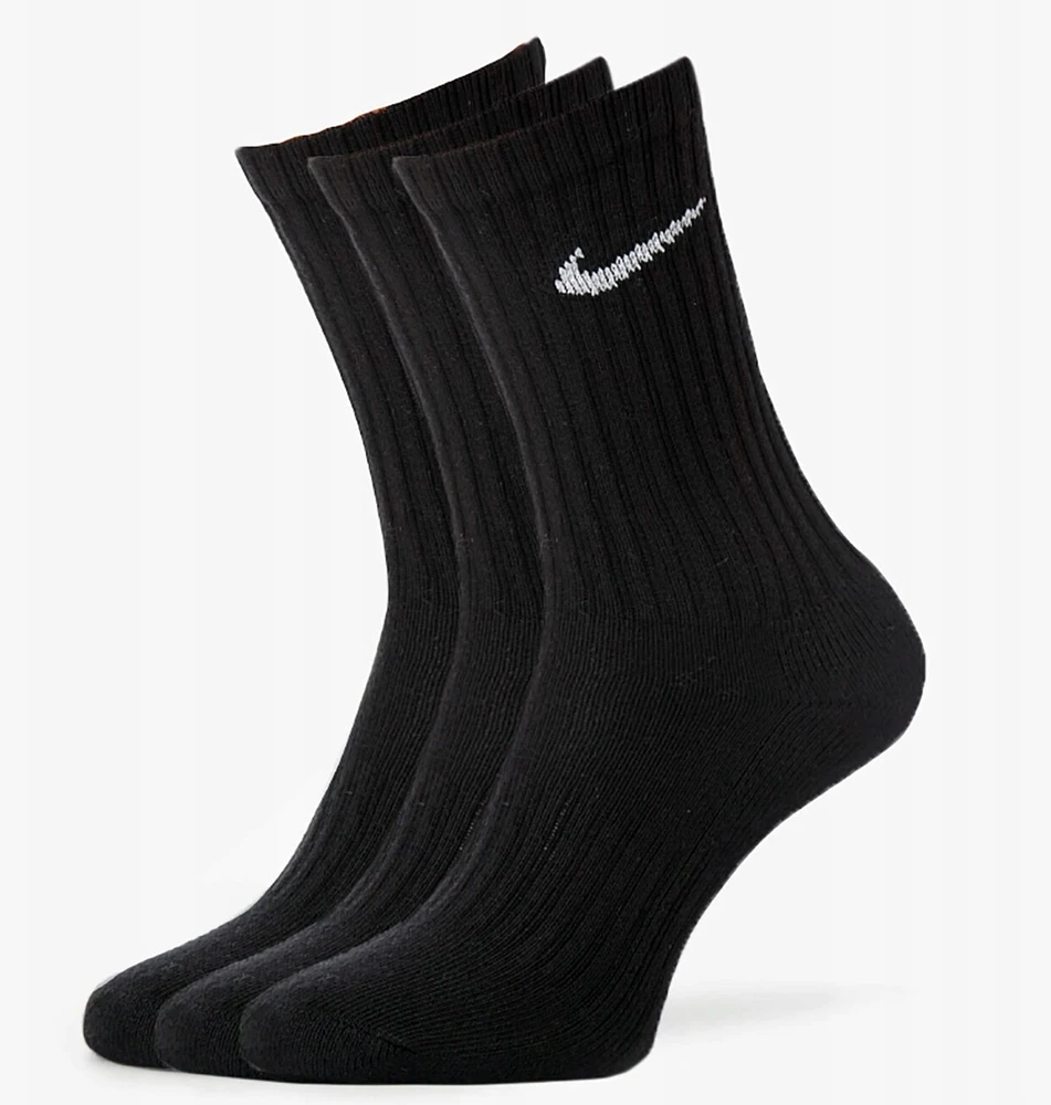 Nike Socks Everyday Socks 3 poros, juodos, 38-42 dydis, medvilninis viršus