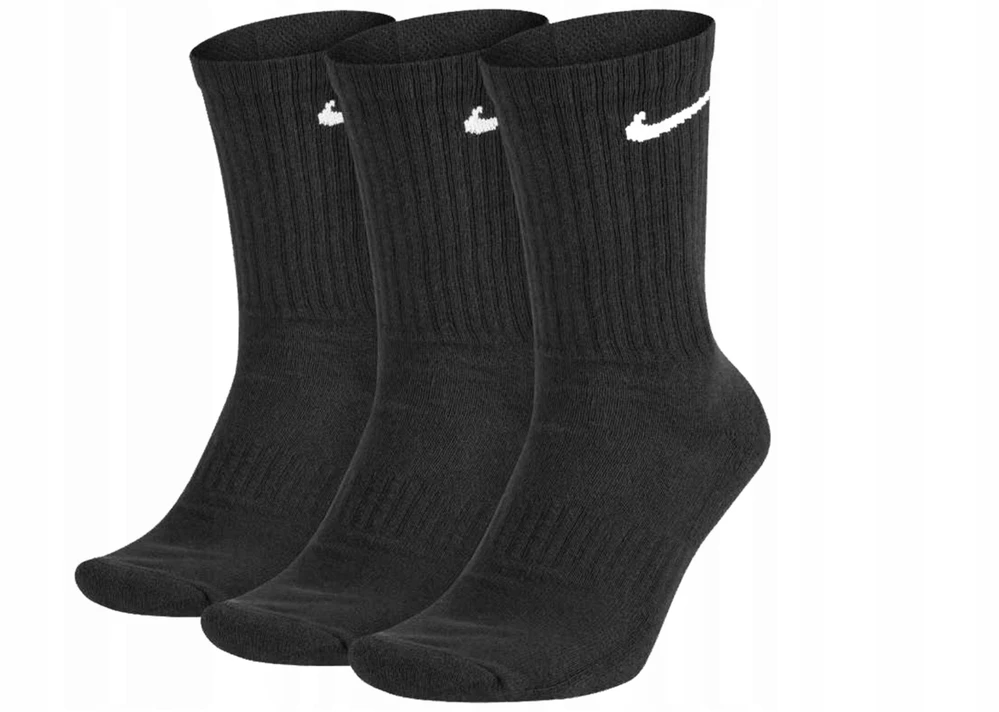 Nike Socks Everyday Socks 3 poros, juodos, 38-42 dydis, medvilninis viršus