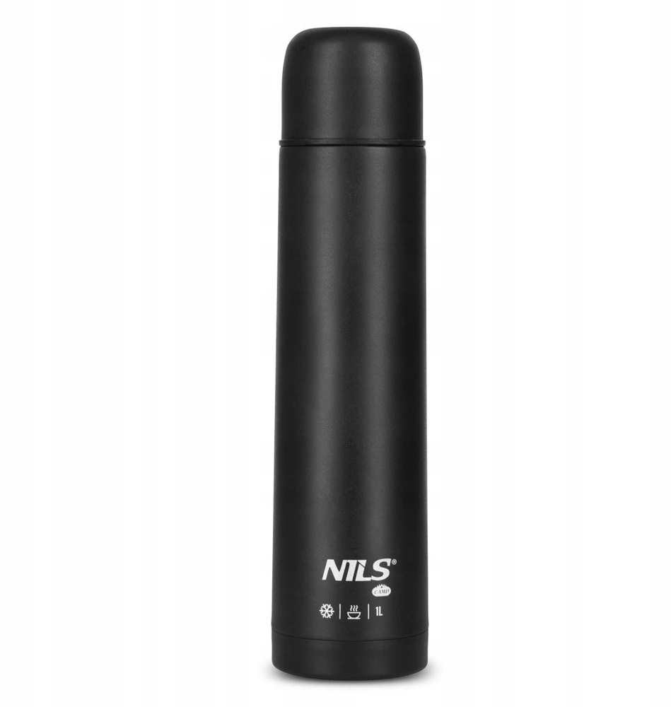Nils Camp Nc3804 Termosas 1l Nerūdijančio Plieno, Juodas, Lengvas, Sandarus