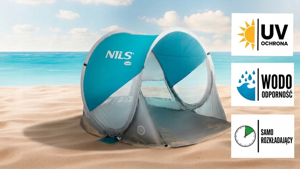 Nils Camp Paplūdimio palapinė, savaime sulankstomas ekranas paplūdimiui, sodui, apsauga nuo UV spindulių