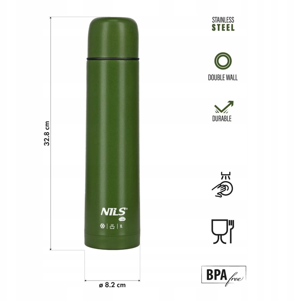 Nils Extreme Nils Camp Termosinė taurė Nils 1000 ml - nerūdijantis plienas, ilgai išlaiko šilumą/šaltį