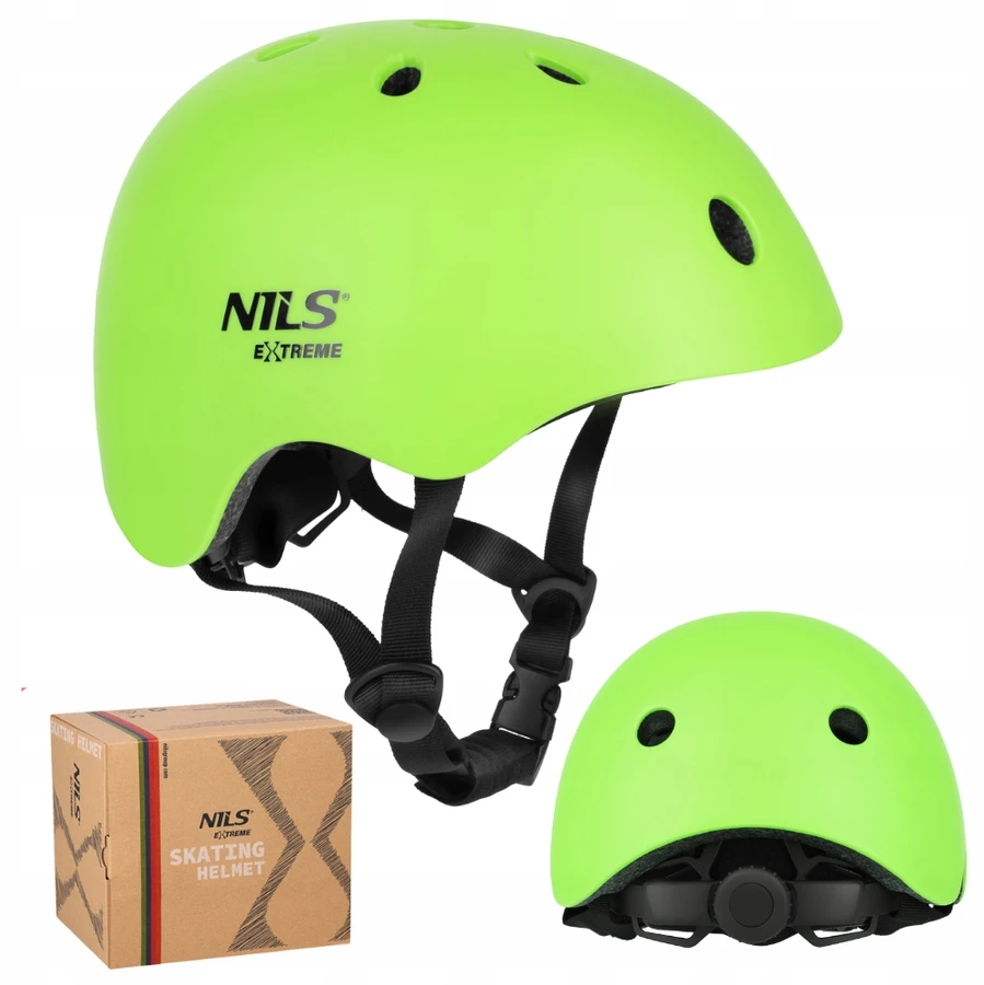 Nils Extreme Kask "orzeszek" su apsaugomis, 52-56 cm, žalias