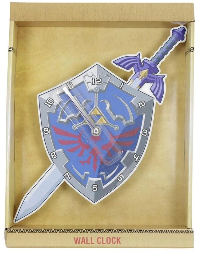 Nintendo ZELDA Metalowy zegar ścienny Tarcza i Miecz