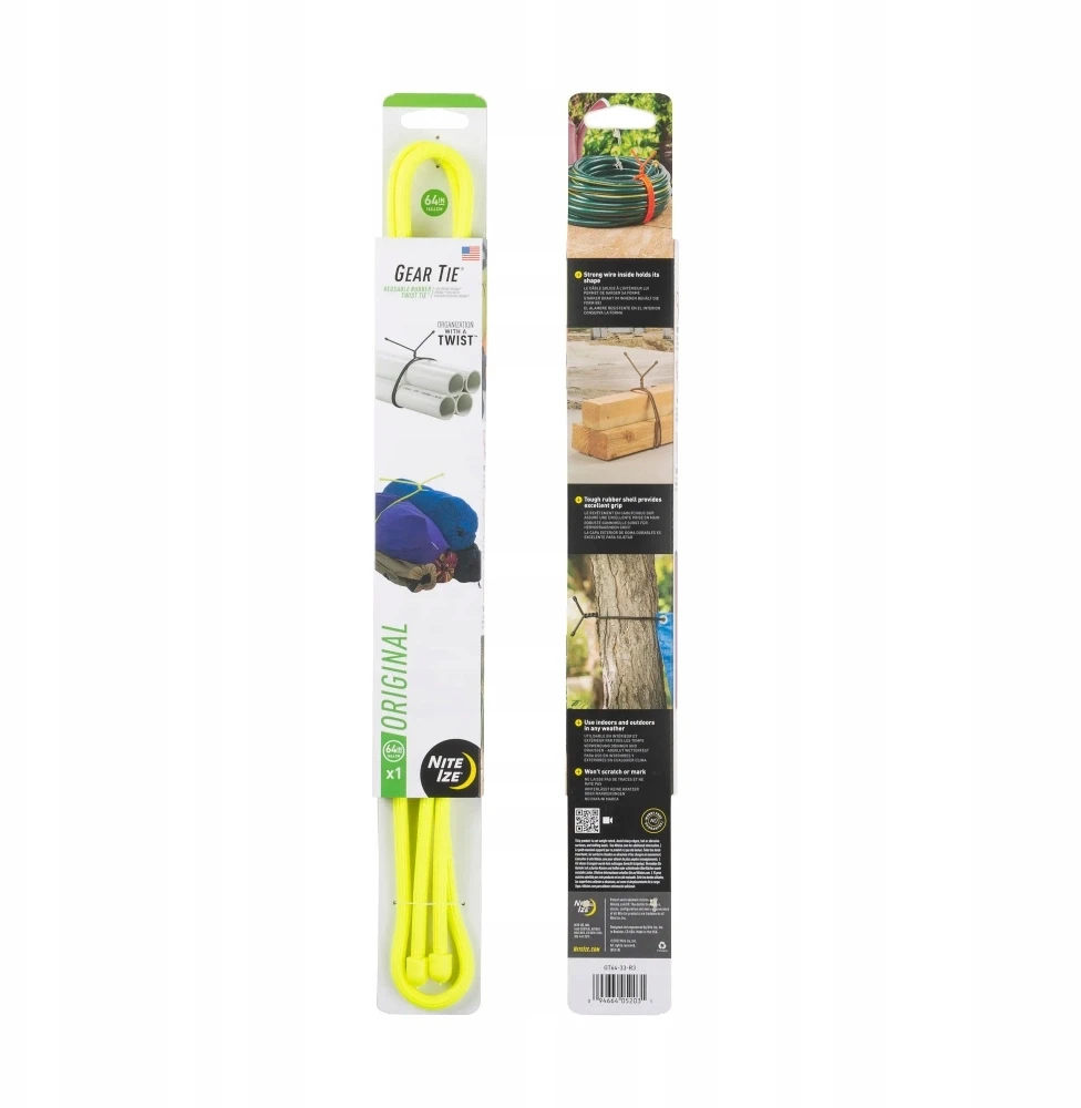 Nite Ize Gear Tie 64'' lanksti juosta, neoninė geltona