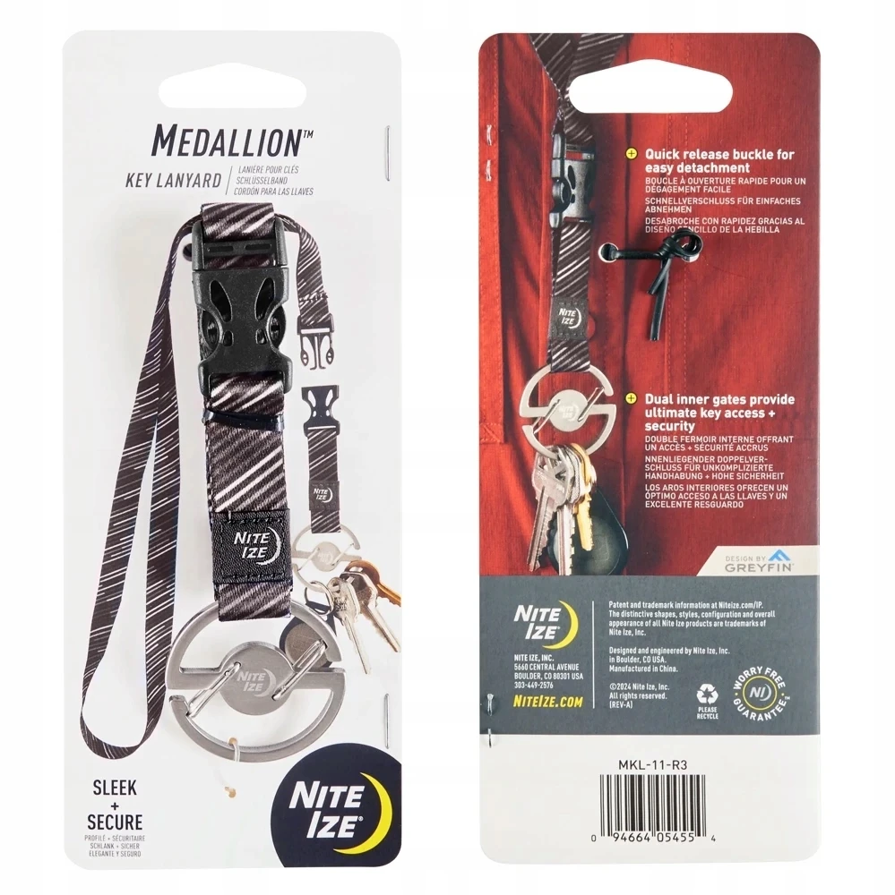 Nite Ize Medallion Key Lanyard karabinas su dirželi, plieno