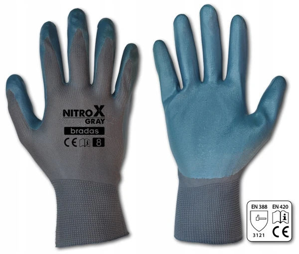 NITROX GRAY nitrilo darbo pirštinės 8 RWNGY8