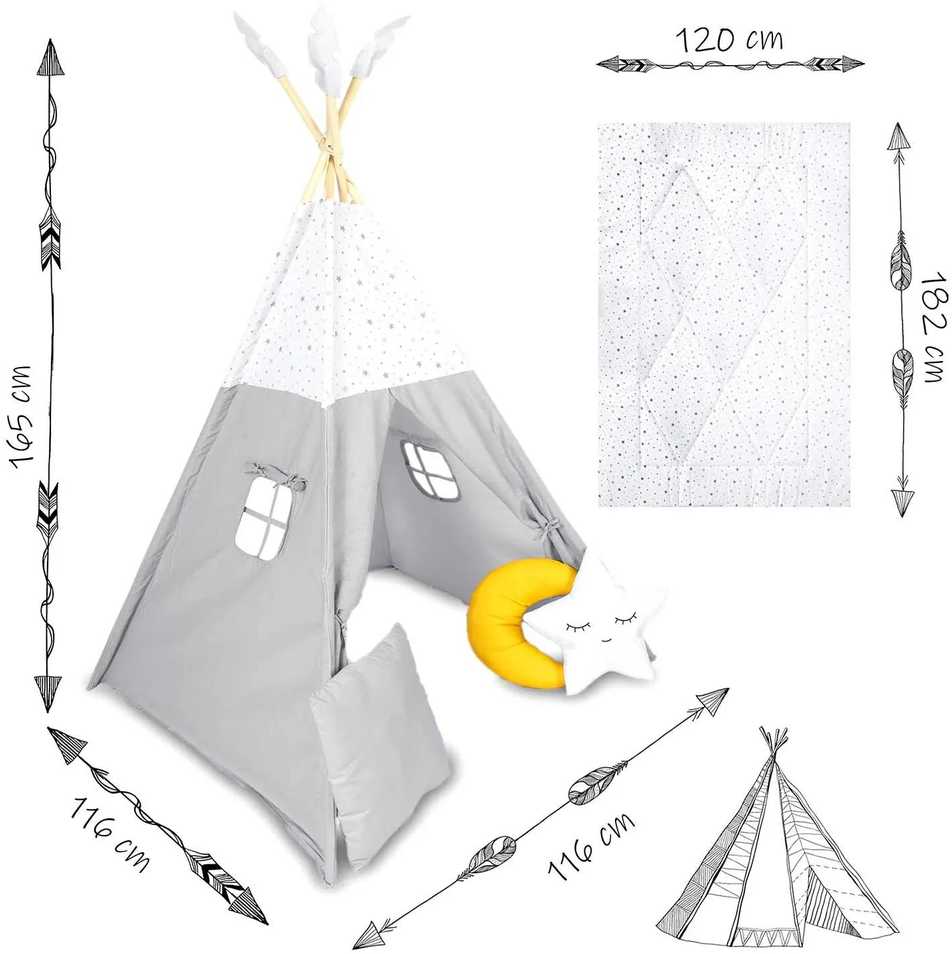 NK-406 Nukido vaikiška tipi palapinė - šviesiai pilka